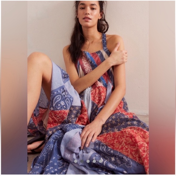 Free People Heritage Freedom Maxi Dress In Americana Combo Size Medium - Picture 11 of 12